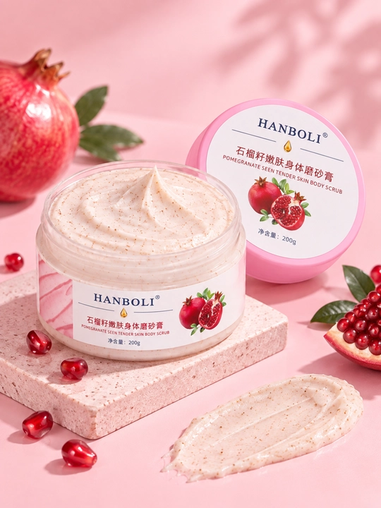 HANBOLI anor urug‘li tana skrabi, yumshoq piling va silliq teri uchun, 200 g