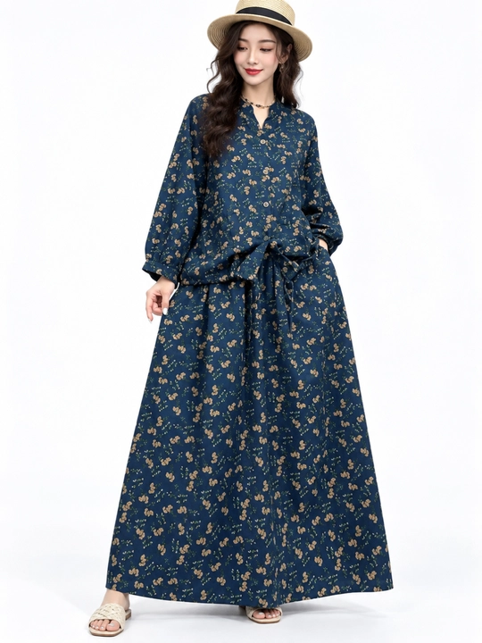 Ayollar dvoyka kostyumi oversize 2v1 paxta 100% 48–56 rubashka va yubka cho‘ntakli, yozgi