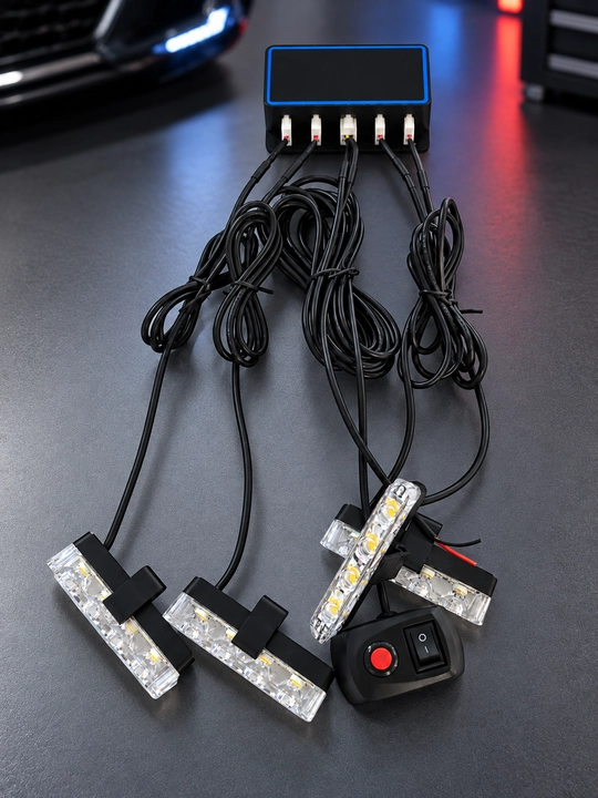 Автомобильные LED стробоскопы 12 В, комплект сигнальных ламп с контроллером