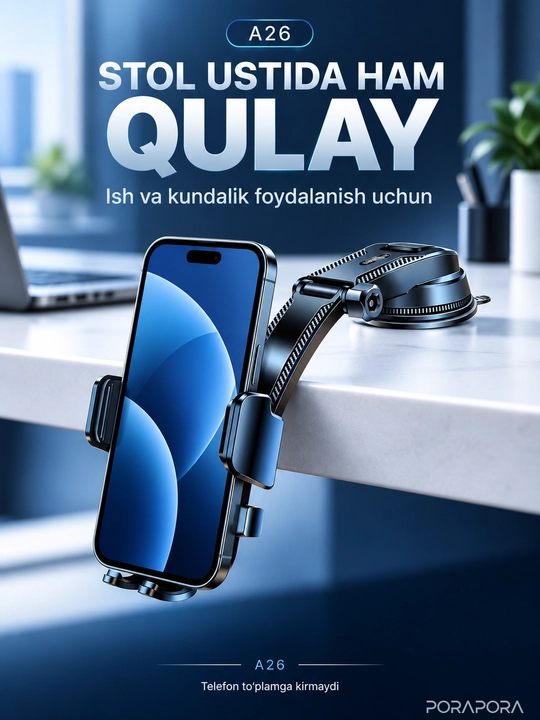 Universal avtomobil ushlagichi, telefon ushlagichi, 360 daraja aylanish