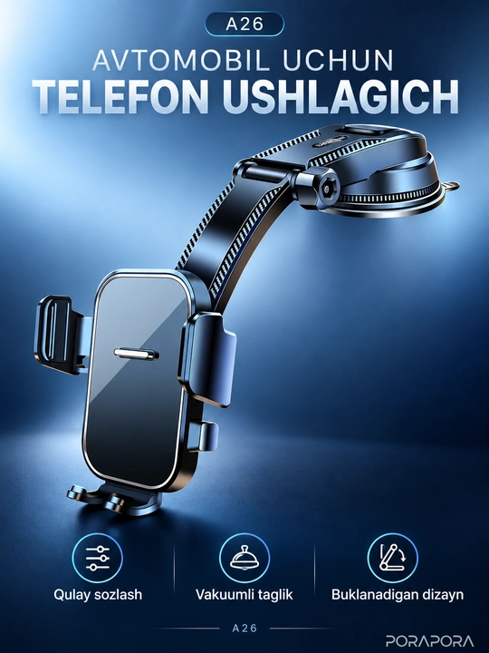 Universal avtomobil ushlagichi, telefon ushlagichi, 360 daraja aylanish
