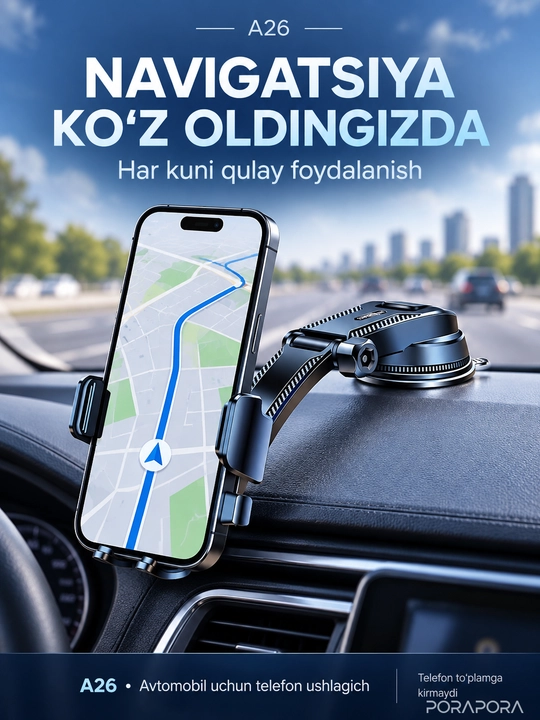 Universal avtomobil ushlagichi, telefon ushlagichi, 360 daraja aylanish