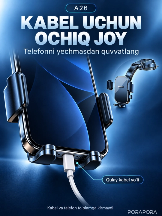 Universal avtomobil ushlagichi, telefon ushlagichi, 360 daraja aylanish