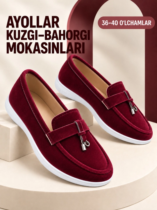 Ayollar uchun zamsh mokasina tufli, qulay klassik poyabzal, 36-41 - 