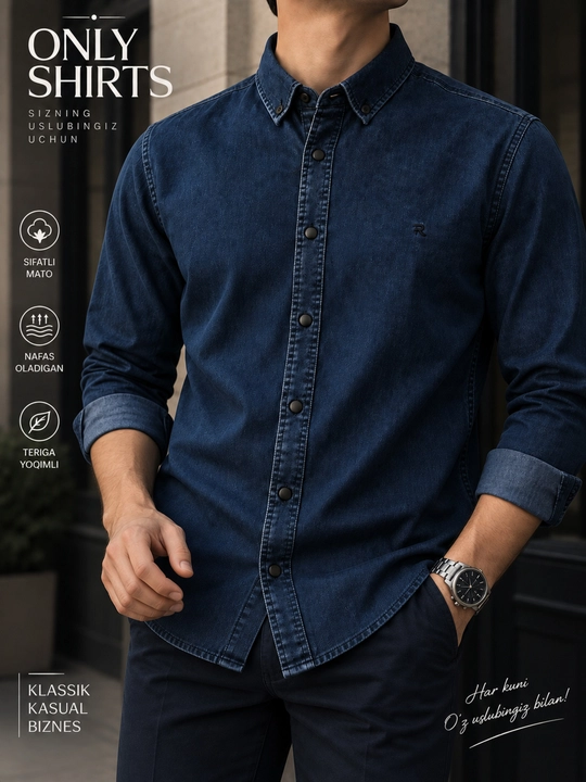 ONLY SHIRTS erkaklar uchun kuzgi ko‘ylak, uzun yengli - 