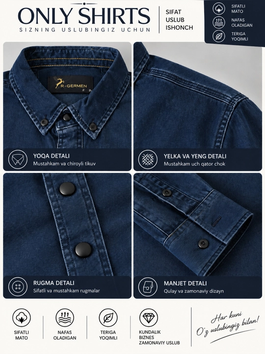 ONLY SHIRTS erkaklar uchun kuzgi ko‘ylak, uzun yengli