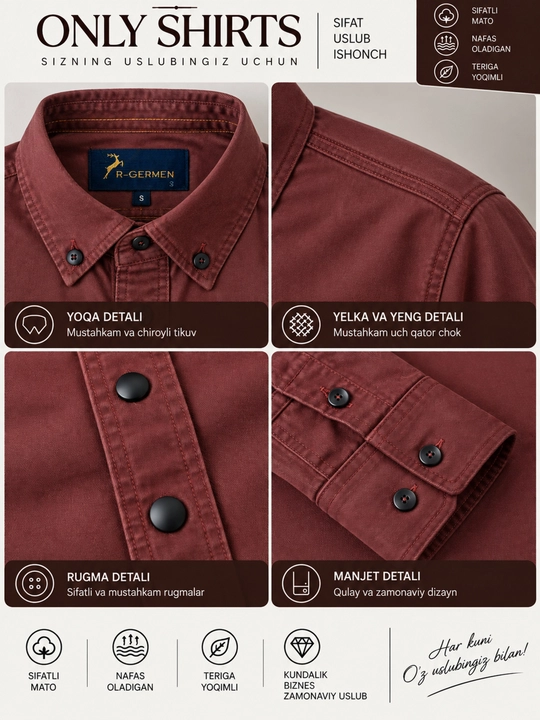 ONLY SHIRTS erkaklar uchun kuzgi ko‘ylak, uzun yengli