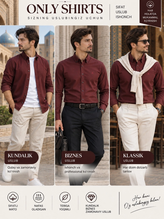 ONLY SHIRTS erkaklar uchun kuzgi ko‘ylak, uzun yengli