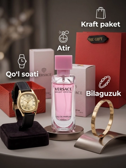 Ayollar va qizlar uchun sovg‘a Soat, atir, bilaguzuk, sumka - ajoyib sovg‘a