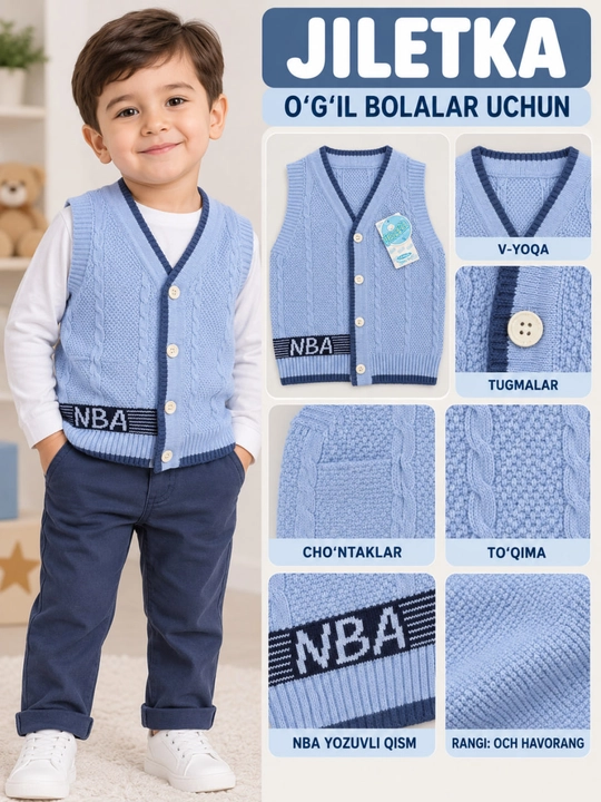 Oʻgʻil bolalar uchun havorang jilet - 