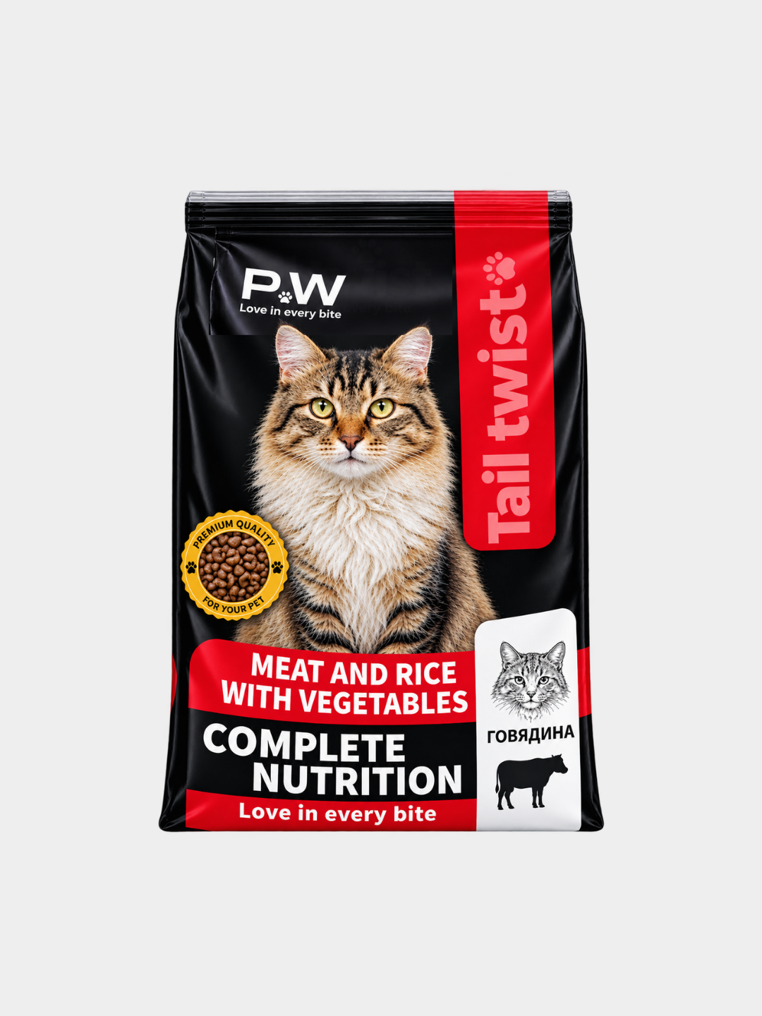 Paw Picks Tail Twist сухой корм для кошек с мясом, рисом и овощами 10 кг - 