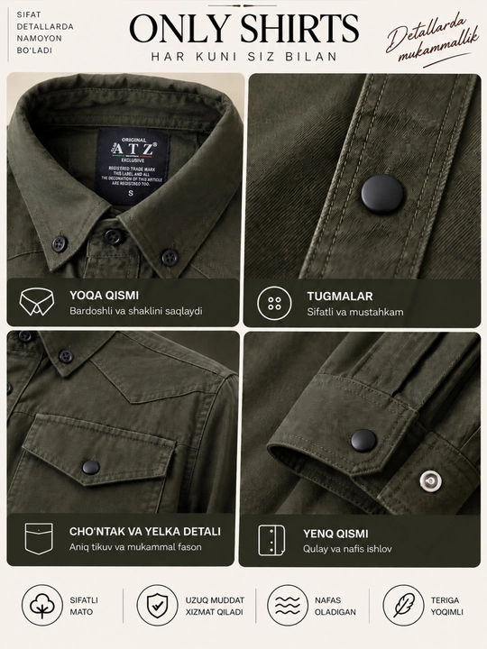 ONLY SHIRTS Kuzgi erkaklar ko‘ylagi, uzun yengli ko‘ylak