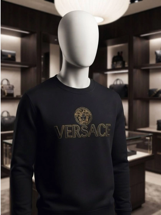 Свитер мужской Versace черный, хлопковый 100% джемпер премиум
