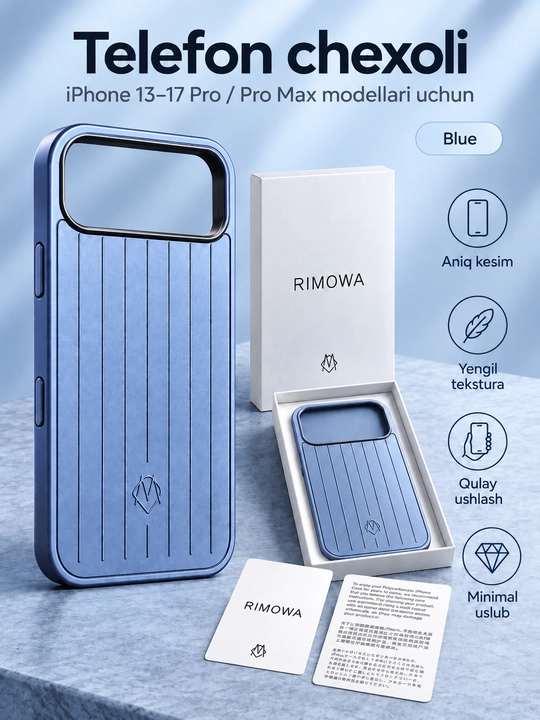 IPhone 13-17 Pro, Pro Max uchun RIMOWA uslubidagi g‘ilof - 