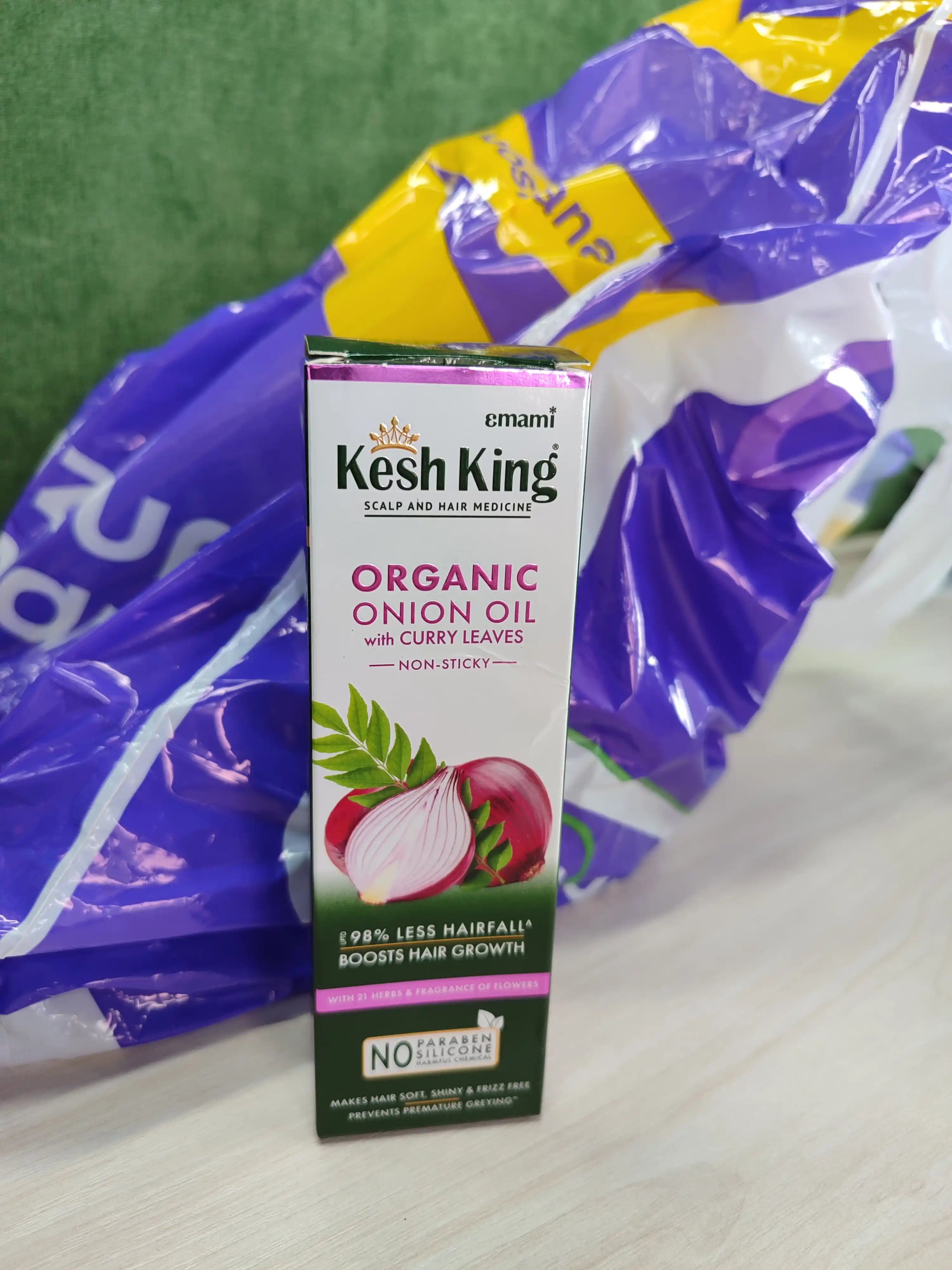 Piyoz va karri bargli organik soch yog'i Kesh King, 100 ml