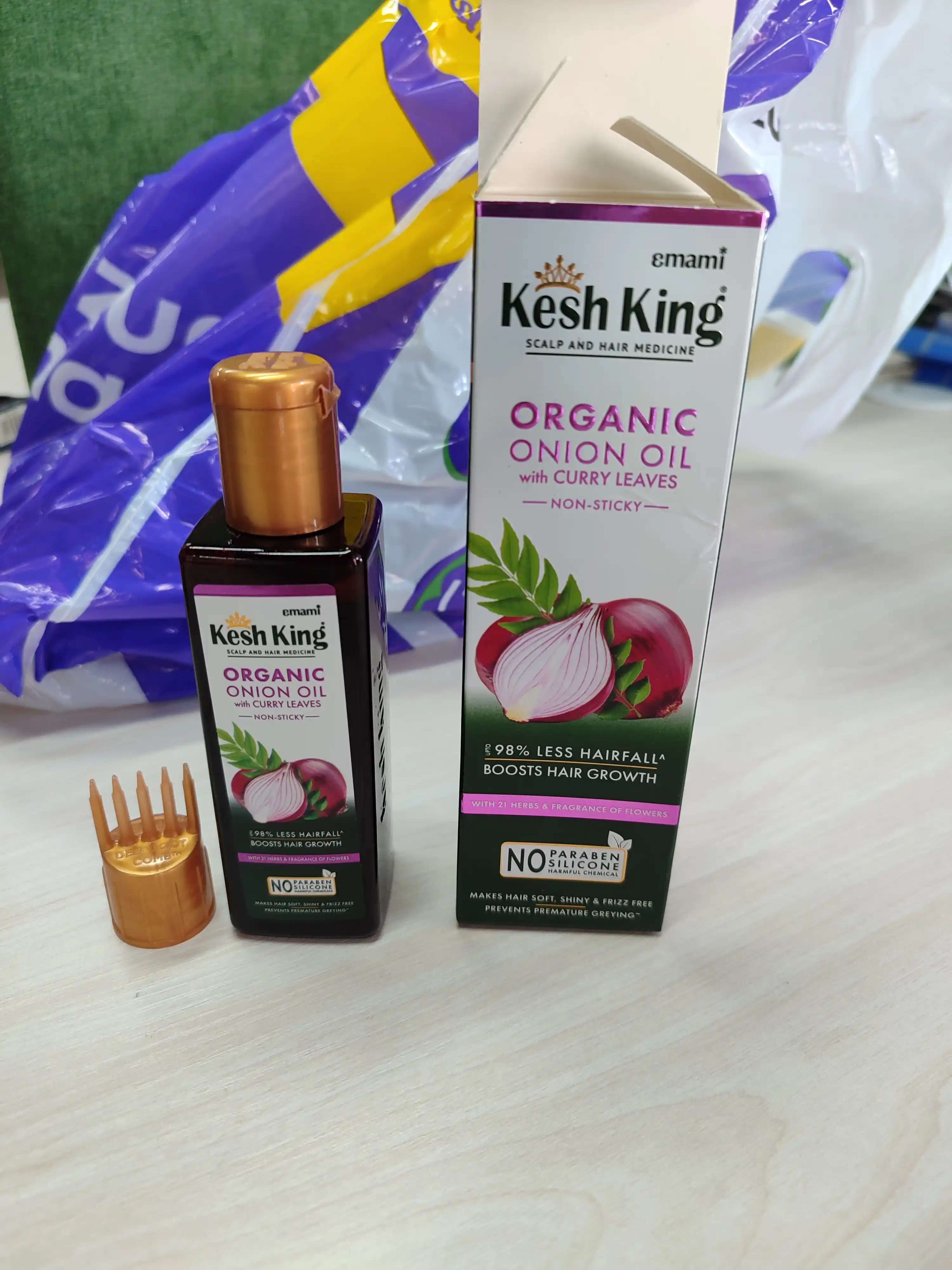 Piyoz va karri bargli organik soch yog'i Kesh King, 100 ml