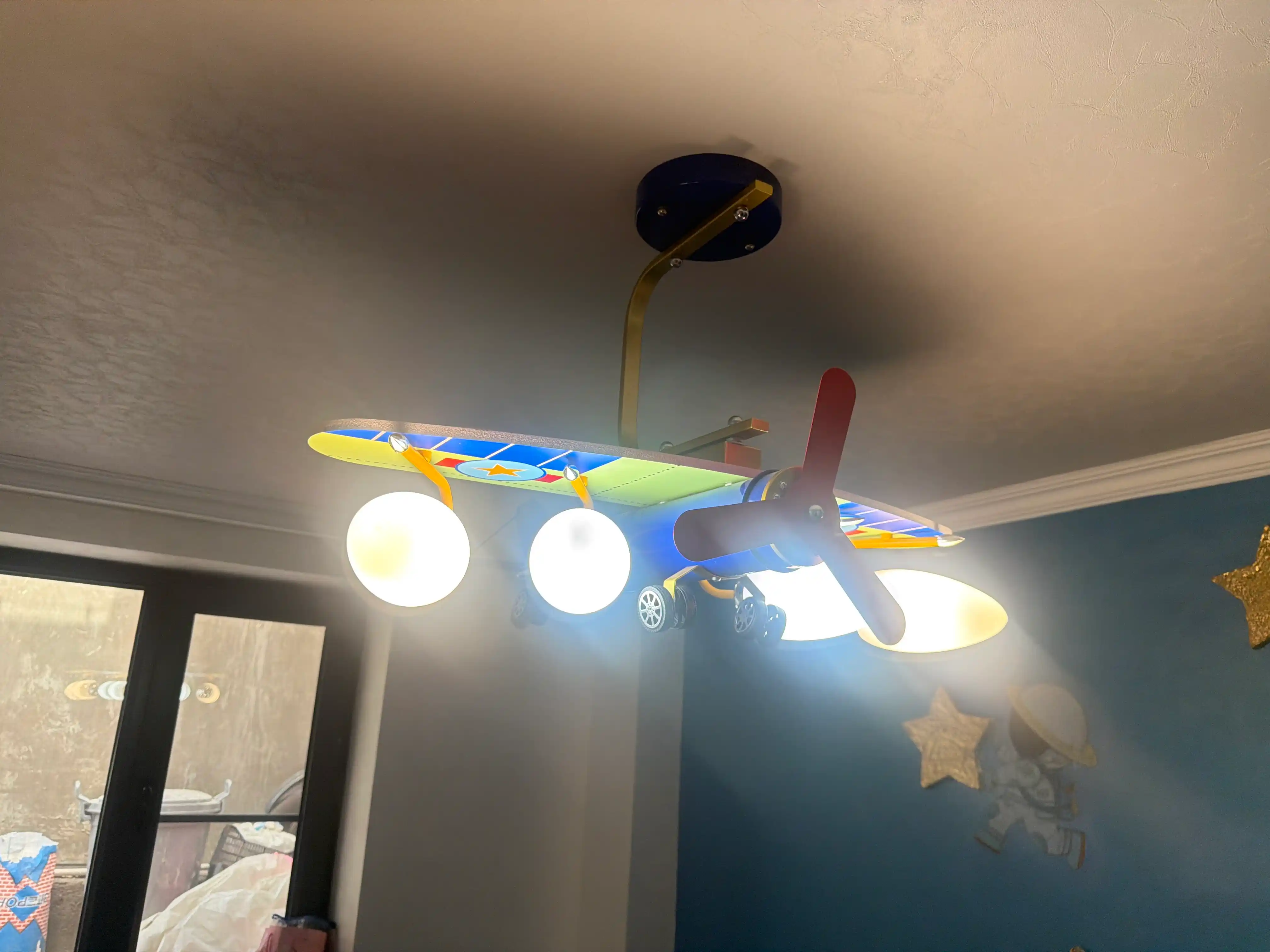 Bolalar samolyot lyustrasi, 15 m² gacha yoritish, 3 rejim