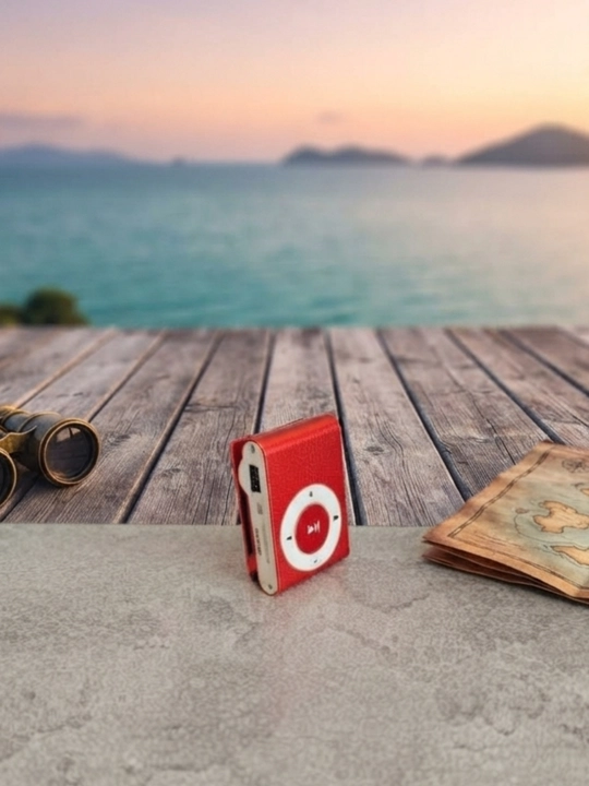 Portativ MP3 pleyer, qizil rang, microSD va USB bilan, quloqchinli - 
