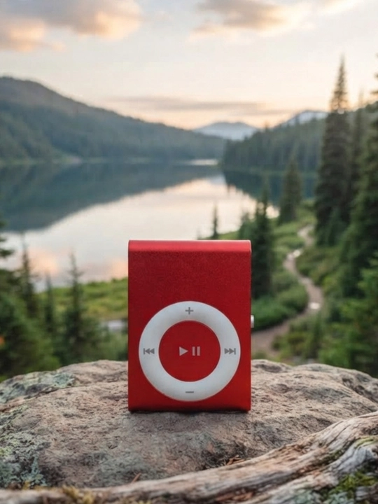 Portativ MP3 pleyer, qizil rang, microSD va USB bilan, quloqchinli
