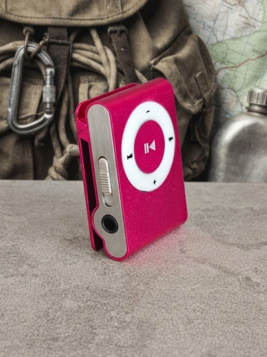 Портативный MP3-плеер, тёмно-розовый, microSD и USB, с наушниками - 
