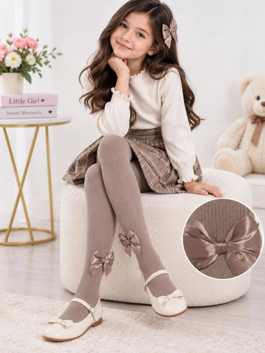 Колготки для девочек с бантиком, хлопковые 1-9лет - 