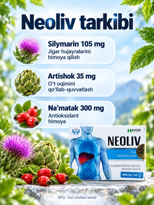 Капсулы для печени с силимарином, артишоком и шиповником Neoliv (Неолив), 40 капсул