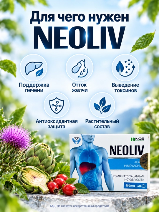 Капсулы для печени с силимарином, артишоком и шиповником Neoliv (Неолив), 40 капсул