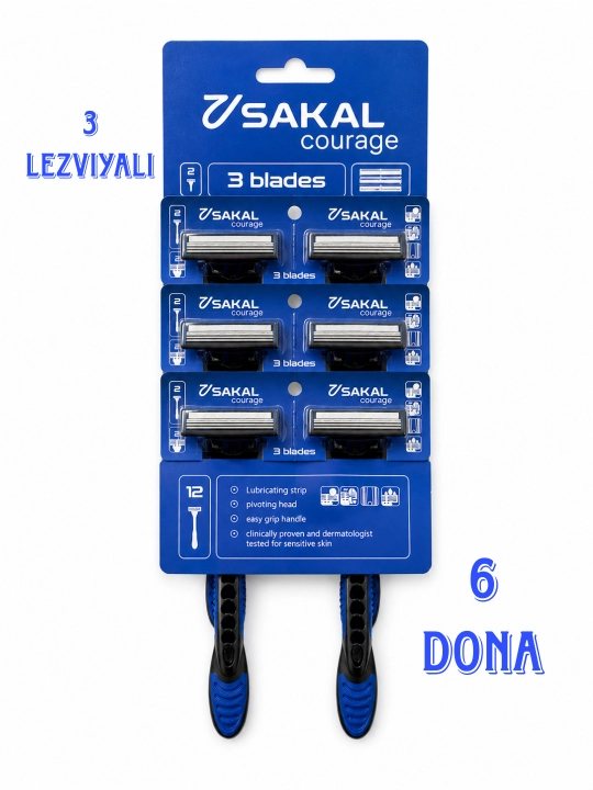 Одноразовая мужская бритва V_SAKAL COURGE (с 2 или 3 лезвиями) - 