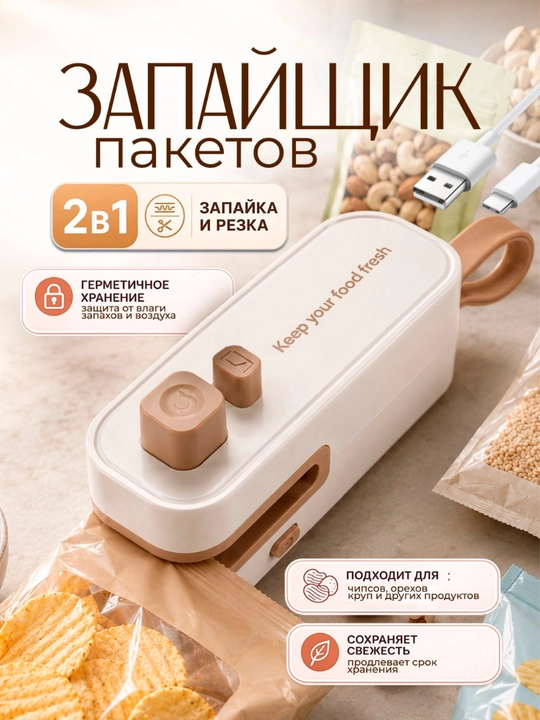 Portativ mini-zapayshchik paket yopuvchi – 2 tasi 1 da yopish va kesish - 