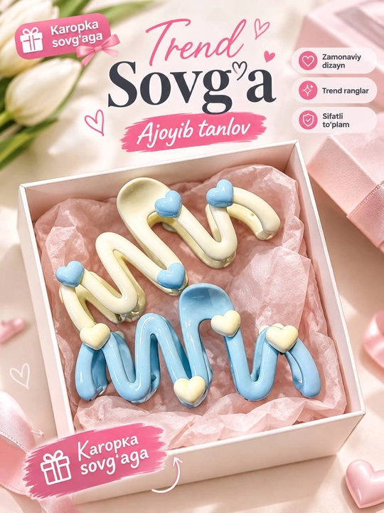 Ayollar va qizlarga soch qisqichlari to‘plam, aksessuar, Sovg‘abop nabor