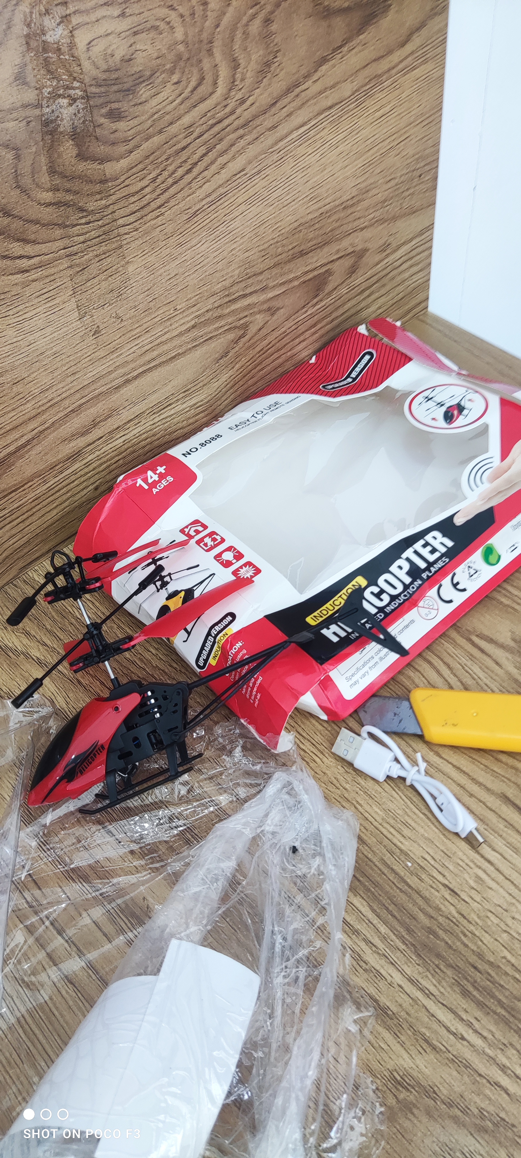 Sensorli boshqaruvli uchuvchi o'yinchoq vertolyot, dron, USB zaryad, bolalar uchun