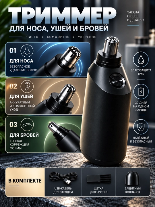 Mesmooth — компактный электрический триммер для носа и ушей, удобный для удаления волосков - 