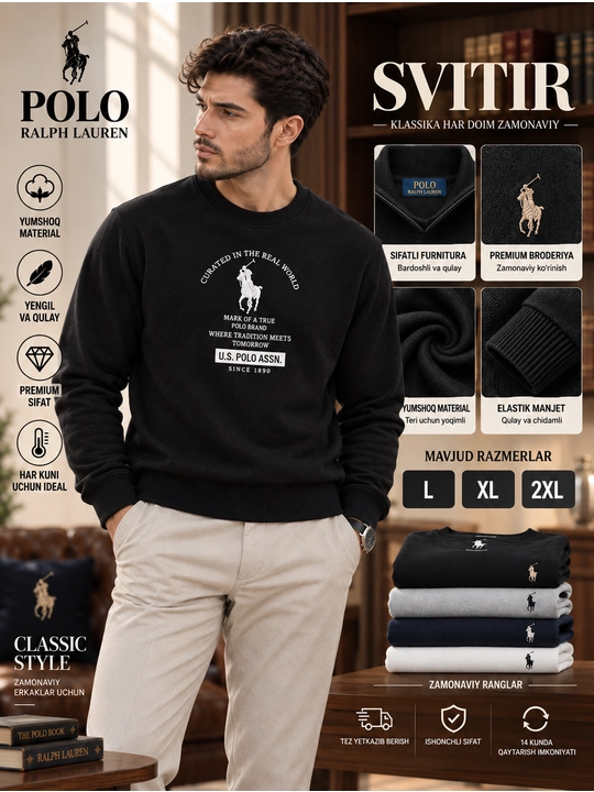 Erkaklar uzun yengli longslivi — qulay sport va casual kiyim - 