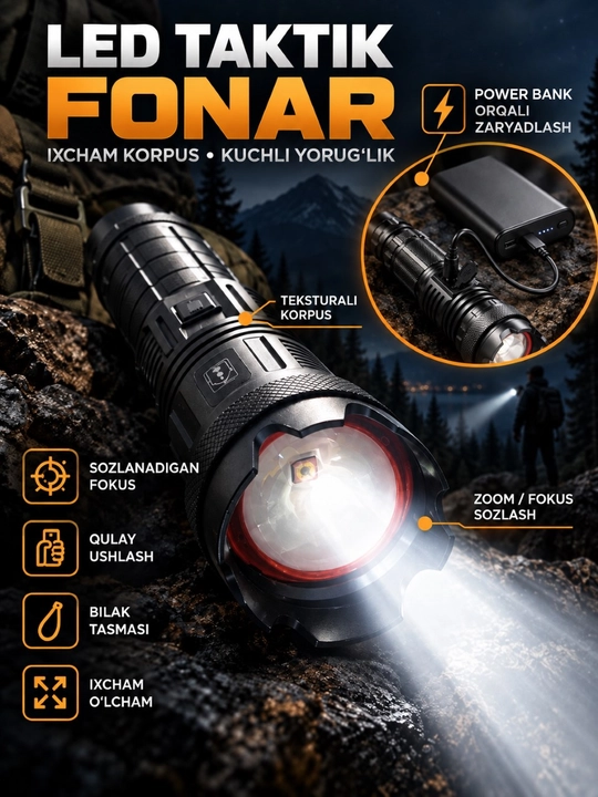 Kuchli LED fanarlar,KM-299J, zaryadlanuvchi, indikatorli fanar, sayohat va uy uchun - 