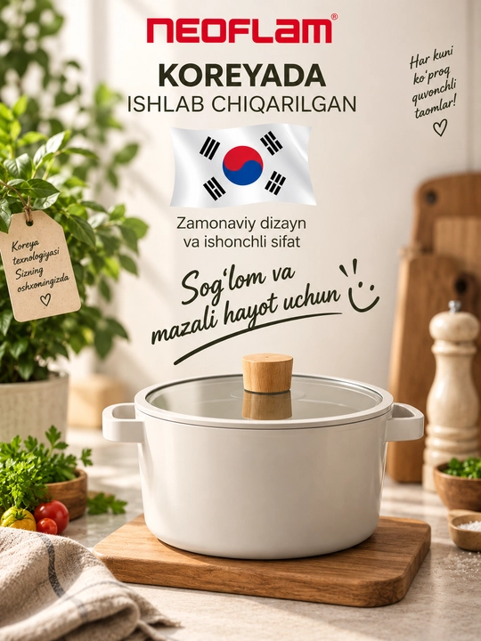 NEOFLAM FIKA shisha qopqoqli, 3,8–5.4 litrli, quyma alyuminiy qozon, induksion