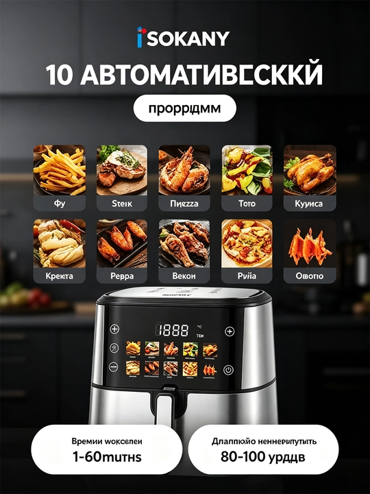 Fritöz SK-10099 12L 2400W ikki marta isitiladigan ikki savatli sensorli ekran 80-200°C