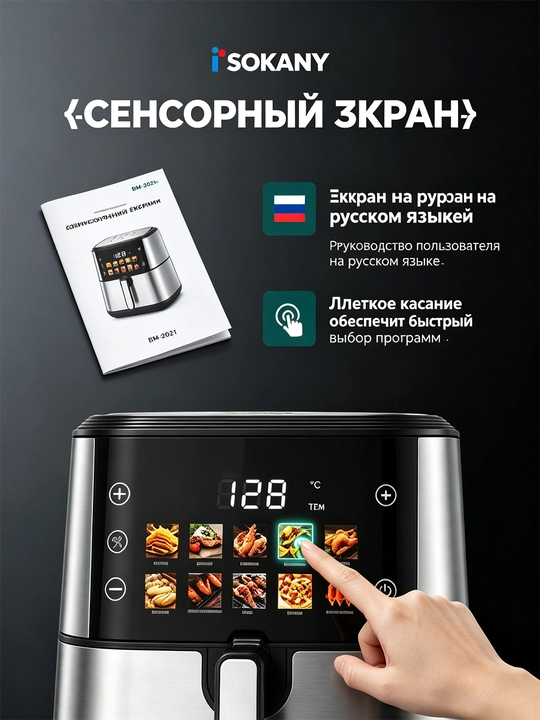 Fritöz SK-10099 12L 2400W ikki marta isitiladigan ikki savatli sensorli ekran 80-200°C
