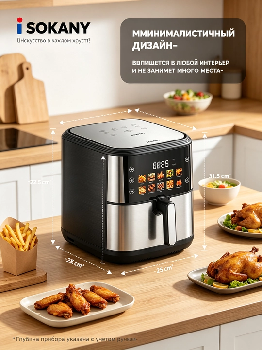 Fritöz SK-10099 12L 2400W ikki marta isitiladigan ikki savatli sensorli ekran 80-200°C