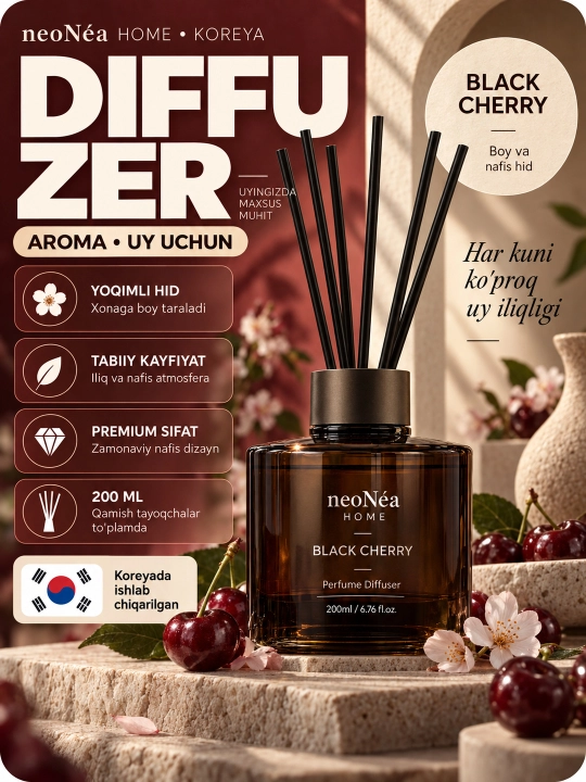 Uy, avto va ofislar uchun havo xushbo'ylagichi diffuzor "neoNea", Koreya 200ml - 