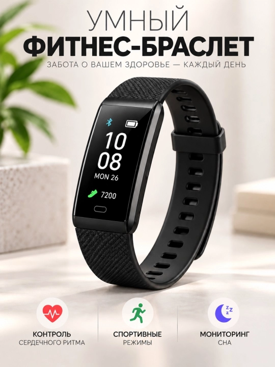 Умный фитнес-браслет с мониторингом сна, спортивными режимами и контролем сердечного ритма - 
