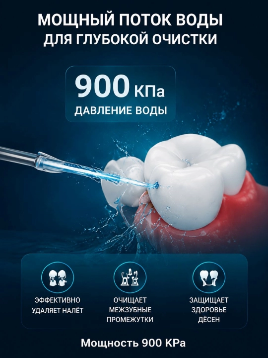 Ирригатор для полости рта, 230 мл, USB, 3 режима 4 насадки, портативный, водонепроницаемый