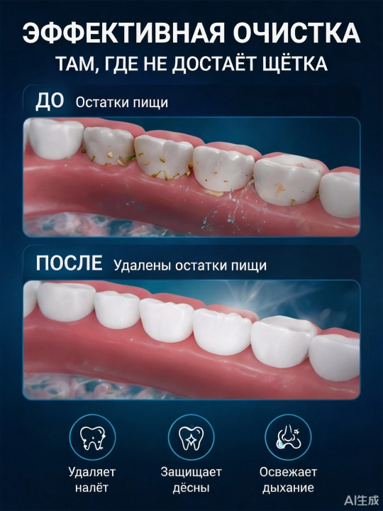 Ирригатор для полости рта, 230 мл, USB, 3 режима 4 насадки, портативный, водонепроницаемый