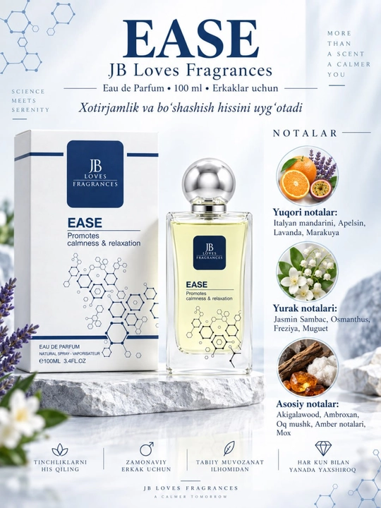 Parfyumeriya suvi JB Loves Fragrances Ease erkaklar uchun 100 ml