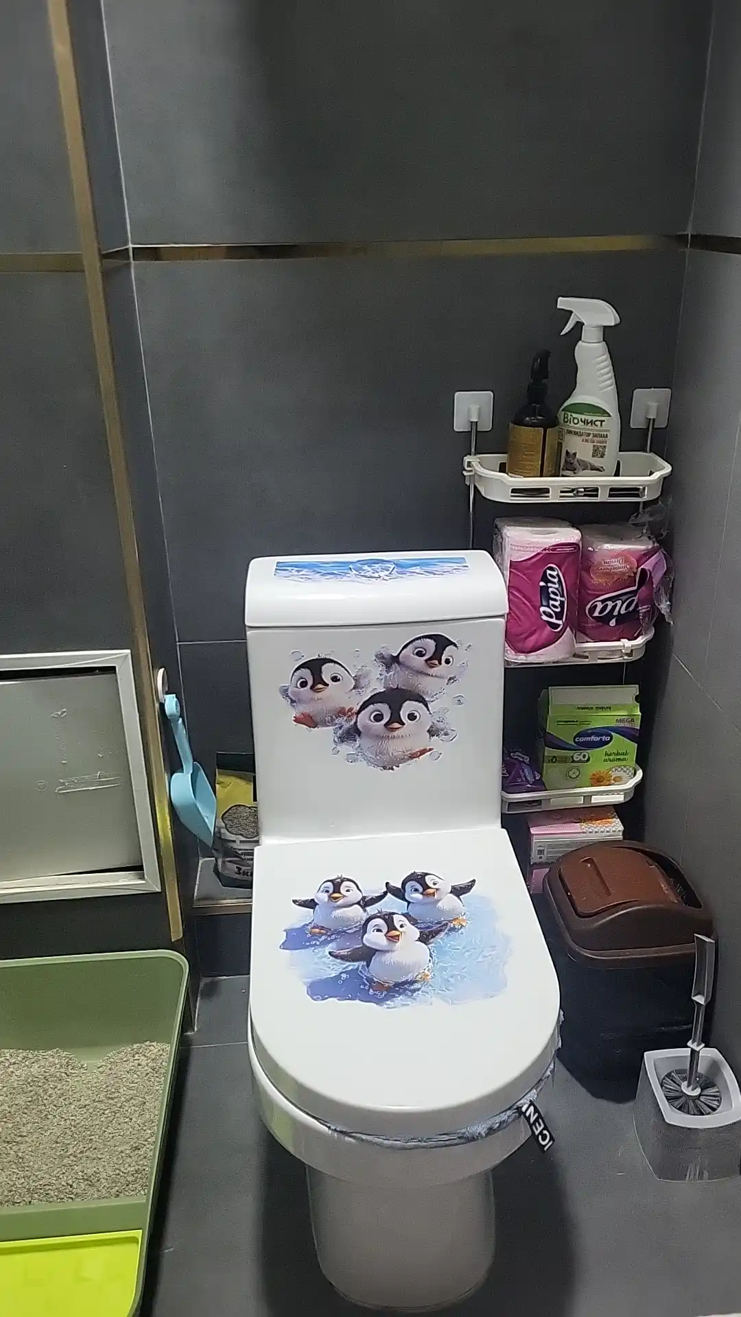 Unitaz, plitka va shisha uchun suvga chidamli vinil stiker, hammomni bezash uchun