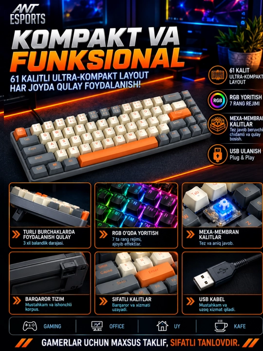 Игровые клавиатуры — с RGB-подсветкой, мембранные, с проводным подключением