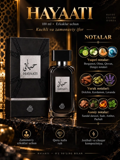 Parfyumeriya suvi Lattafa Hayaati erkaklar uchun 100 ml