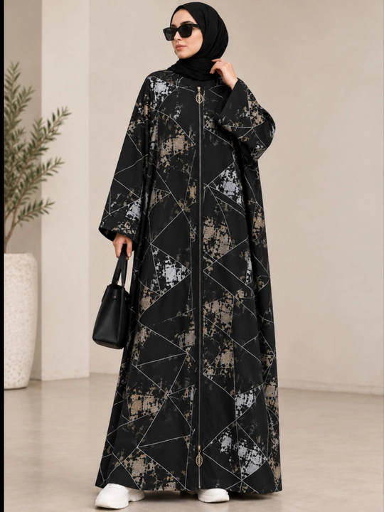 Ayollar abaya, trikotaj printli, ikki tomonlama zamokli keng va qulay kuz-qish-bahor uchun