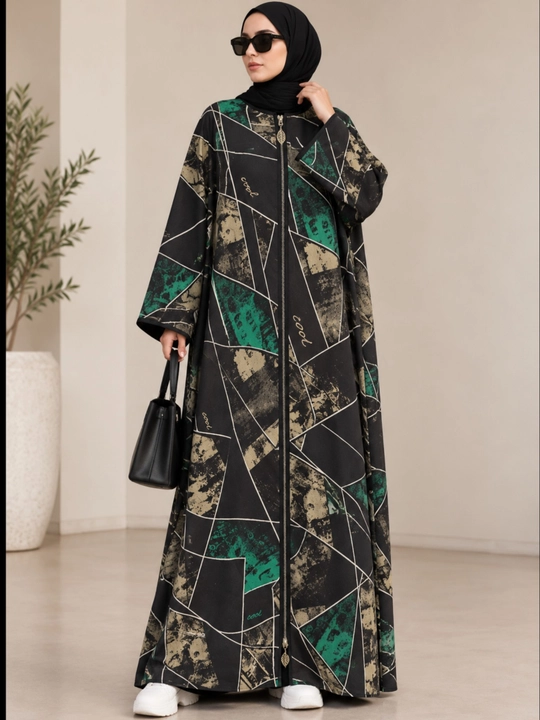 Ayollar abaya, trikotaj printli, ikki tomonlama zamokli keng va qulay kuz-qish-bahor uchun
