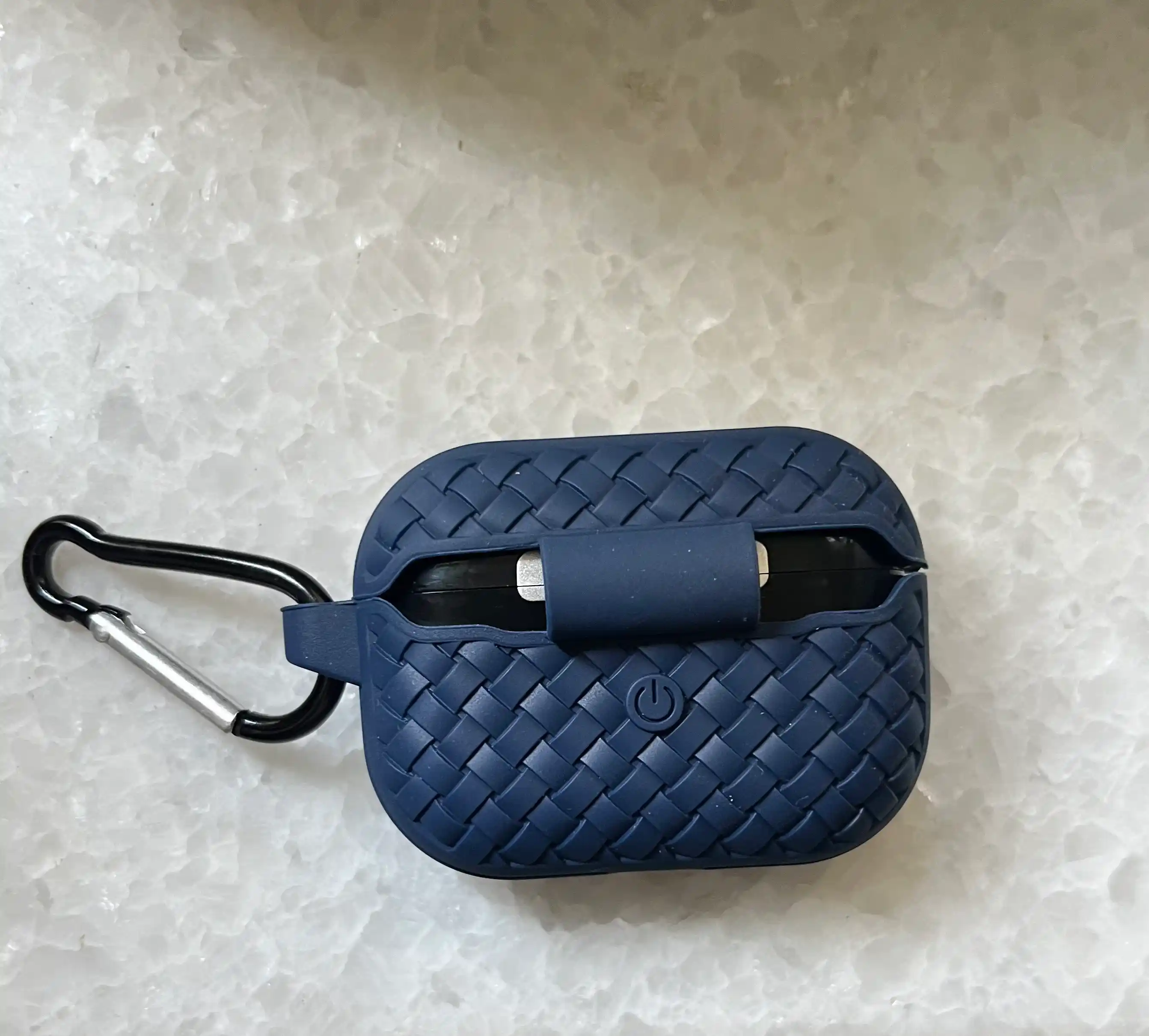 AirPods Pro/Pro 2 quloqchinlari uchun himoya chexoli, to'qilgan tekstura, karabinli