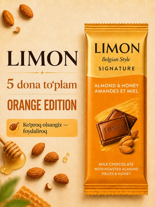 5 dona "LIMON Signature Orange Edition" Belgian Style sutli plitkasi, 50 g Ne’mat
